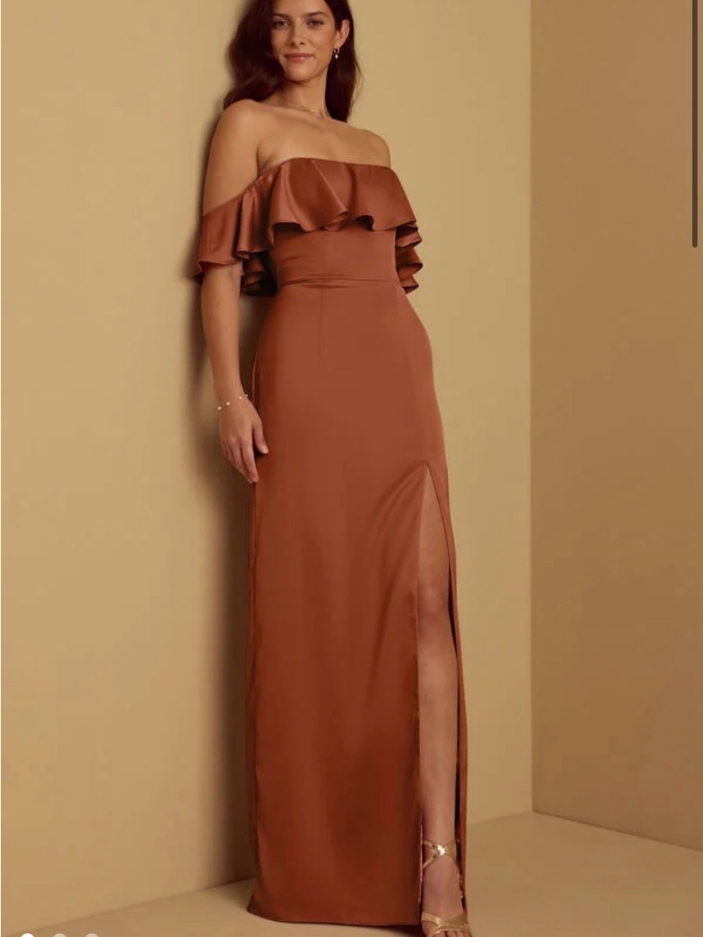 Vow’d Matte Satin Charlotte Dress - Color Terracotta - Size XS